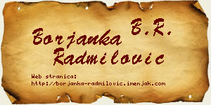 Borjanka Radmilović vizit kartica